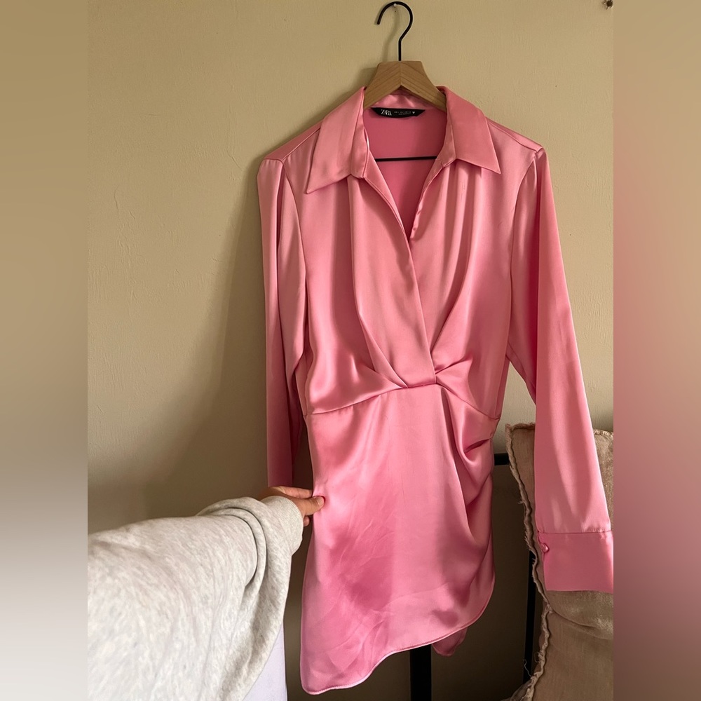 Silk pink mini dress